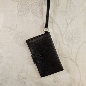 Black Leather Wristlet Wallet